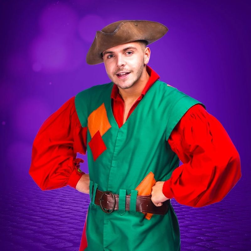 Green and red tunic costume
